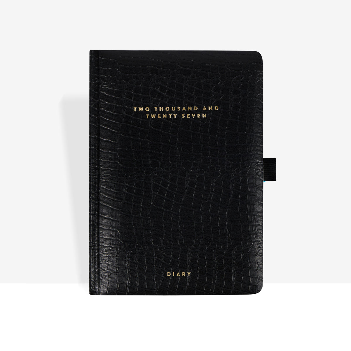 2027 Weekly Diary | Black Croc closed cover in black croc-embossed vegan leather