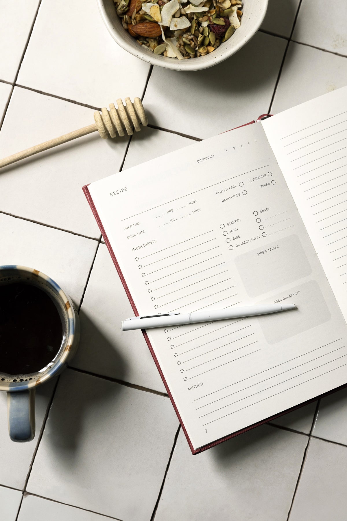 Luxury Recipe Journal - Burgundy - Scribble & Dot