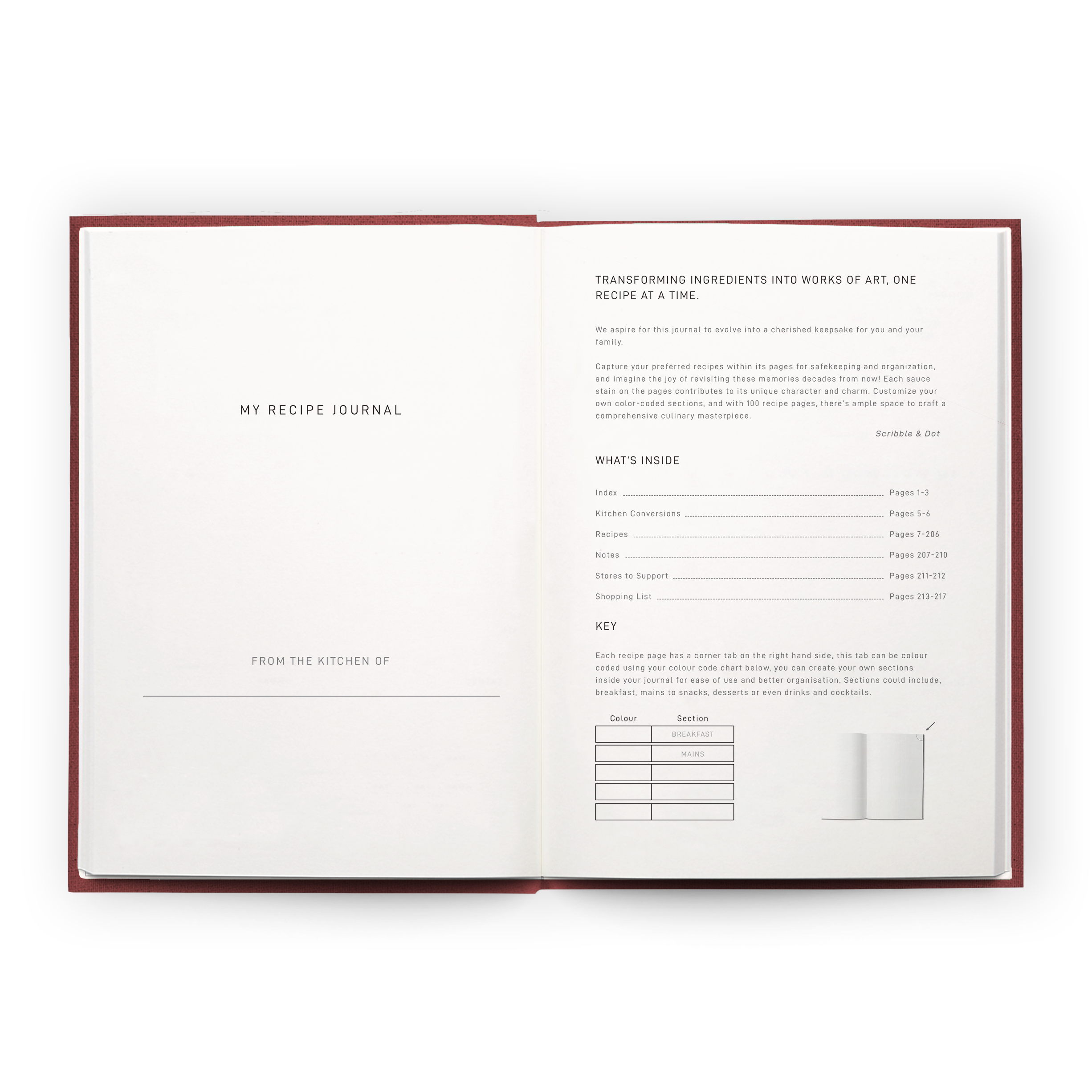 Luxury Recipe Journal - Burgundy - Scribble & Dot