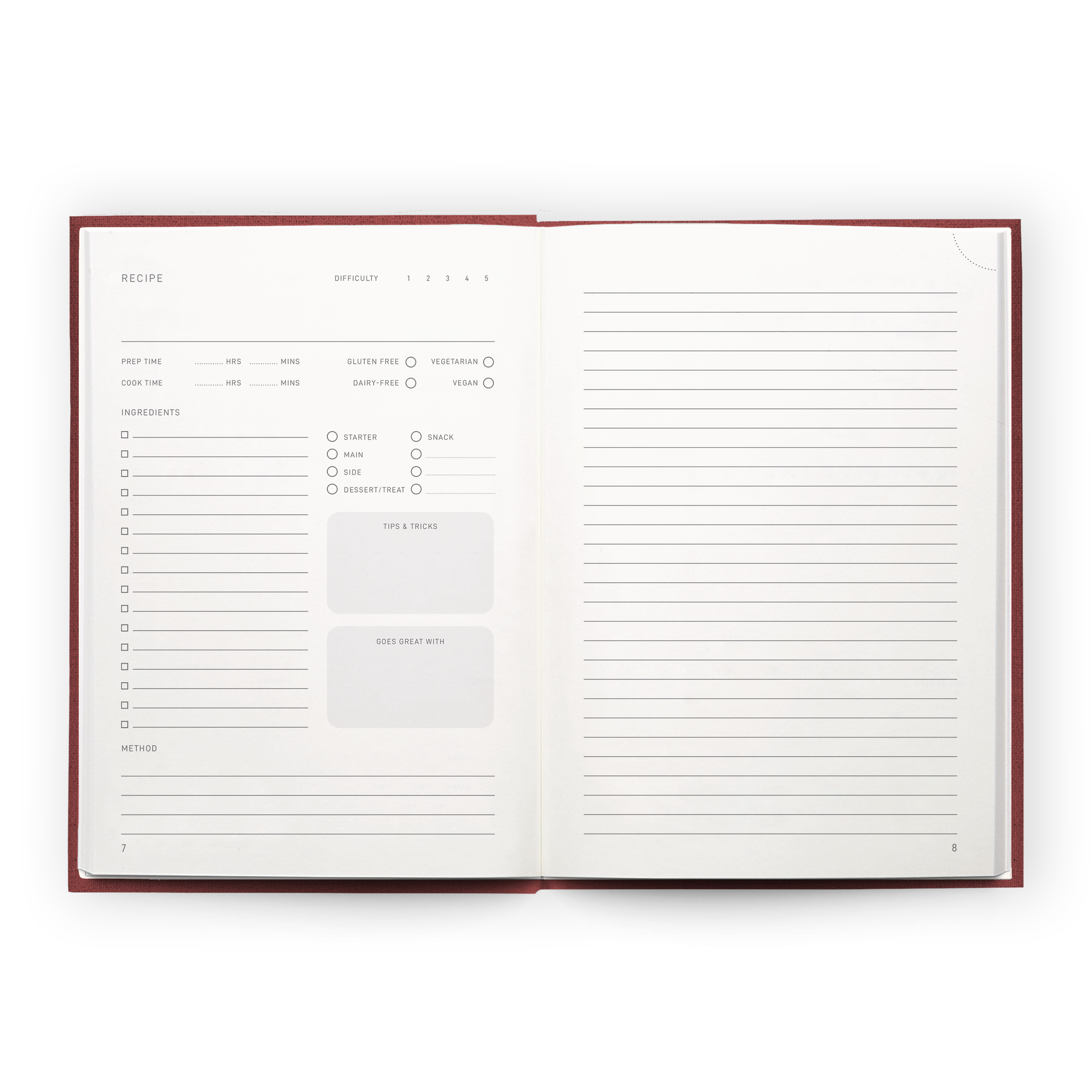 Luxury Recipe Journal - Burgundy - Scribble & Dot