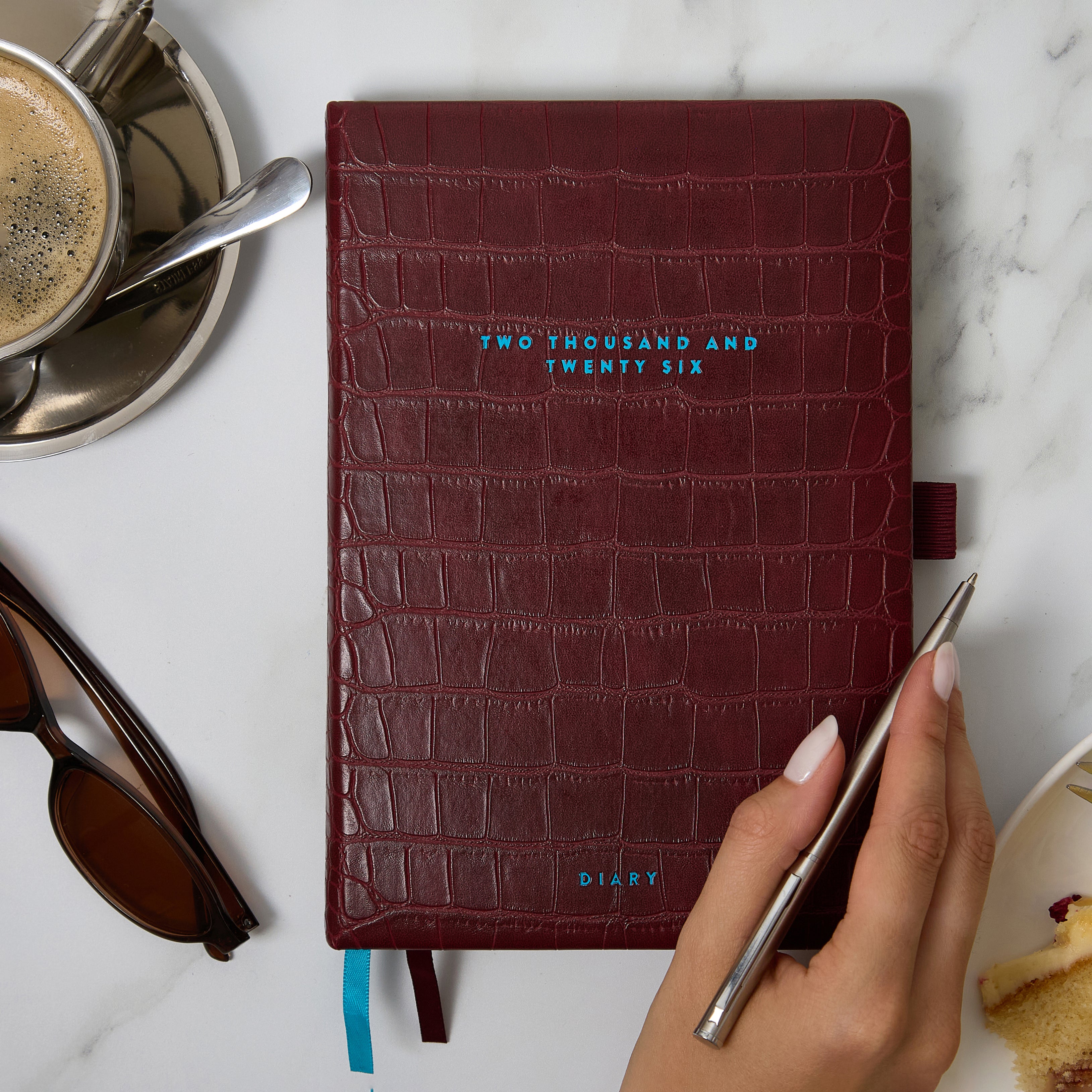 Burgundy Croc - A5 2026 Diary (Weekly) - Scribble & Dot
