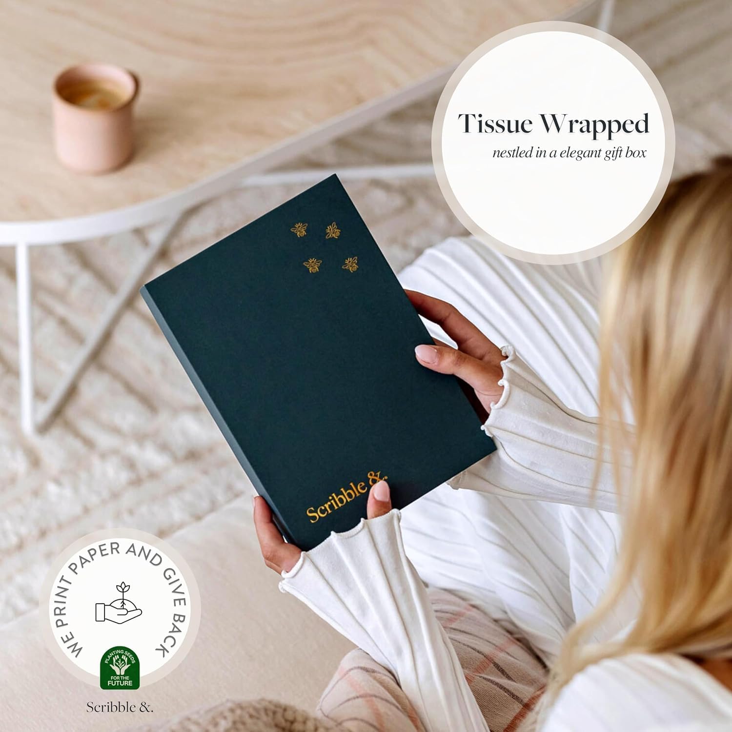 2027 A6 Diary | Savanna cover detail in a styled flat lay with greenery