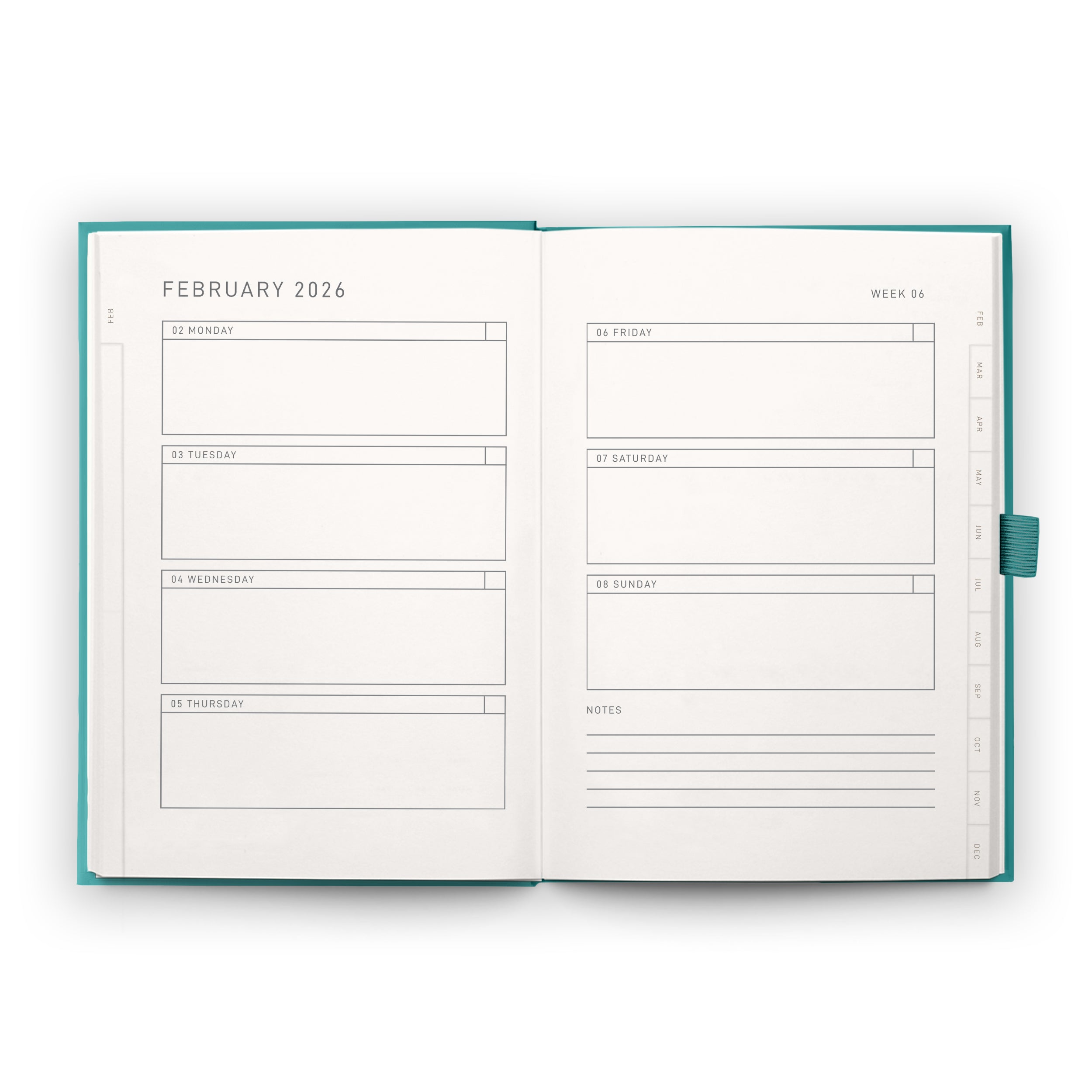 A6 2026 Diary - Teal - Scribble & Dot