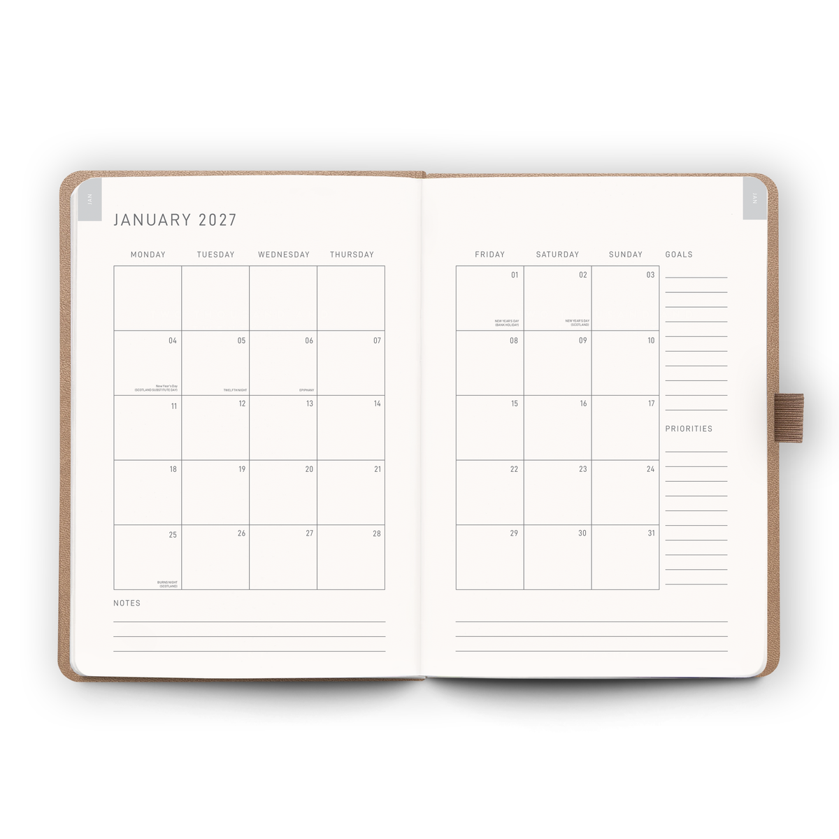 Open blank pages inside the 2027 Daily Diary | Mocha