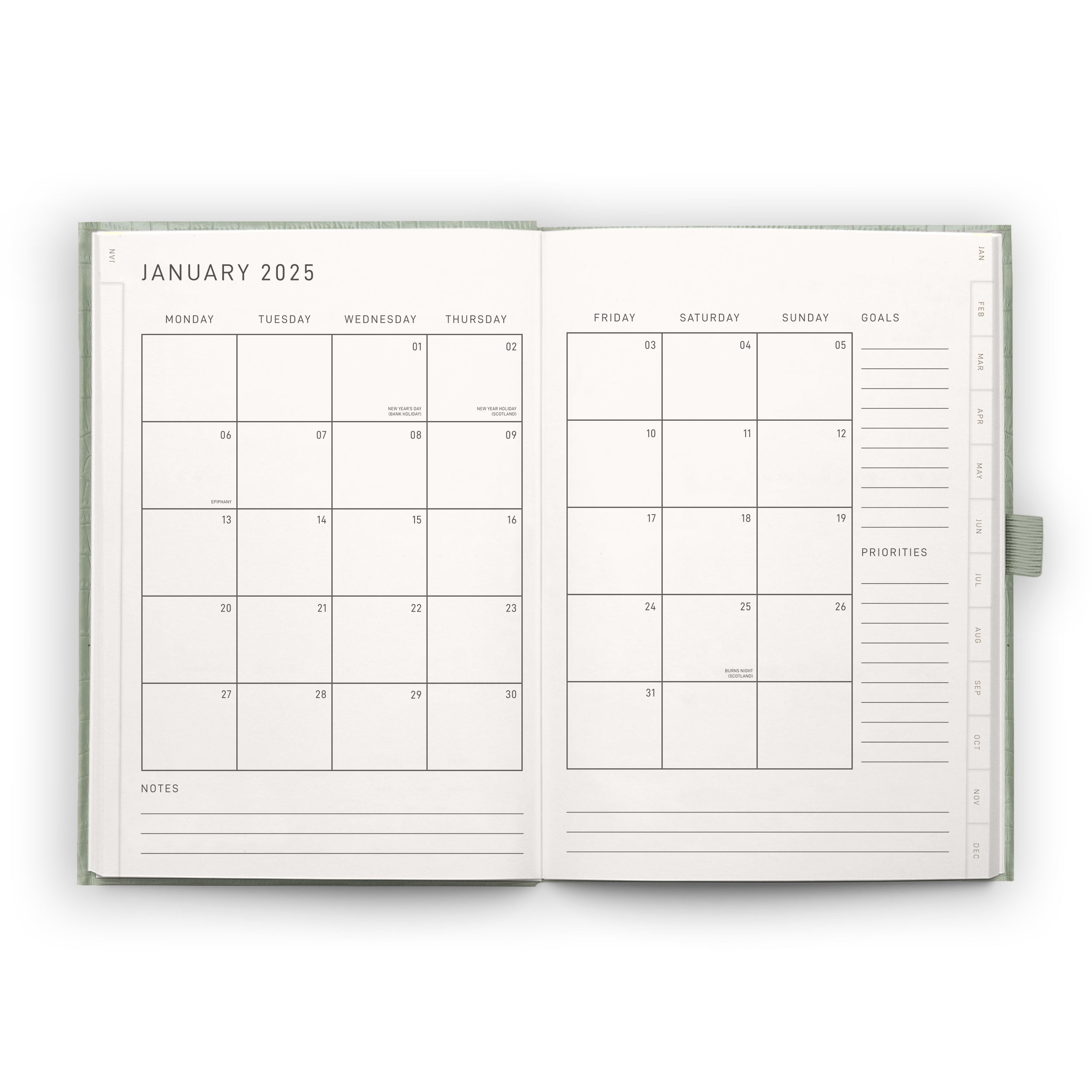 Sage Croc A5 2025 Diary - Scribble & Dot