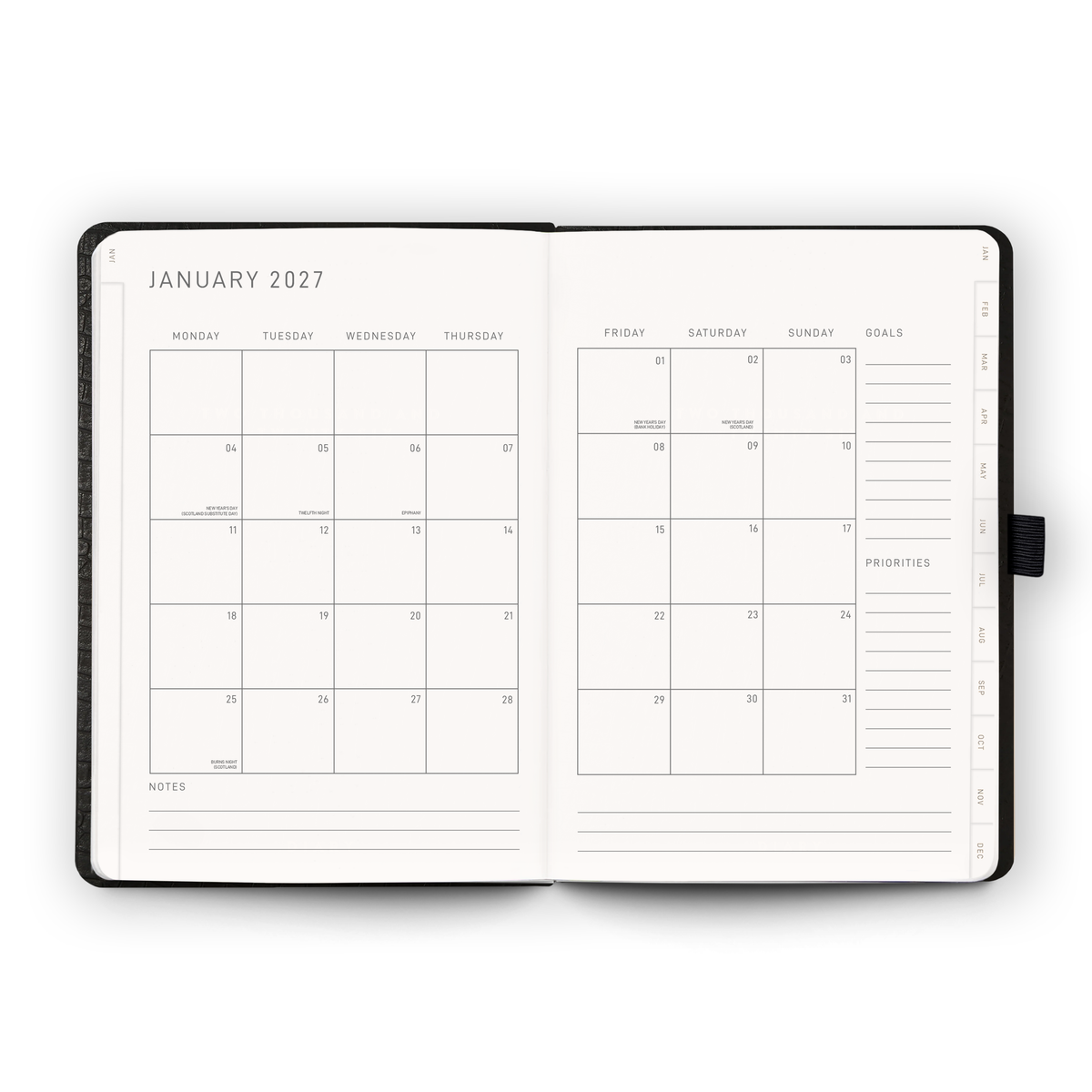 Open blank pages inside the 2027 Weekly Diary | Black Croc