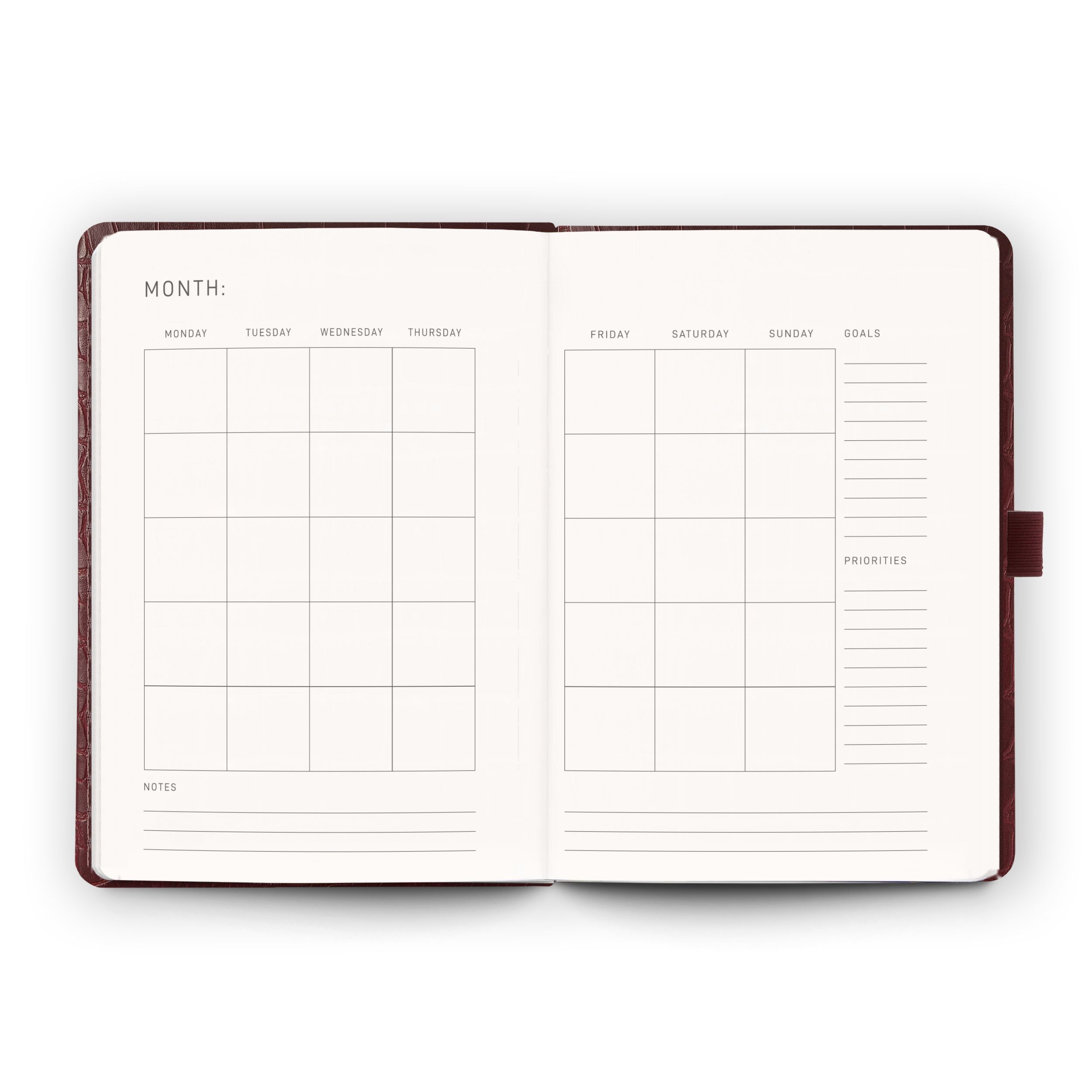 Undated Planner | Burgundy Croc