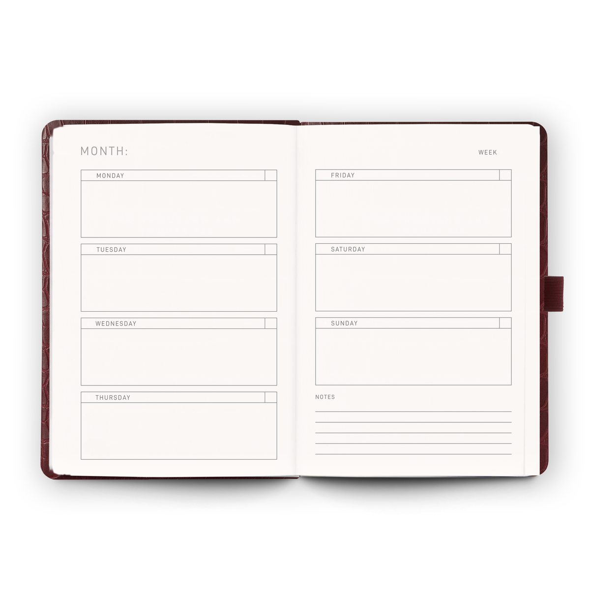 Undated Planner | Burgundy Croc
