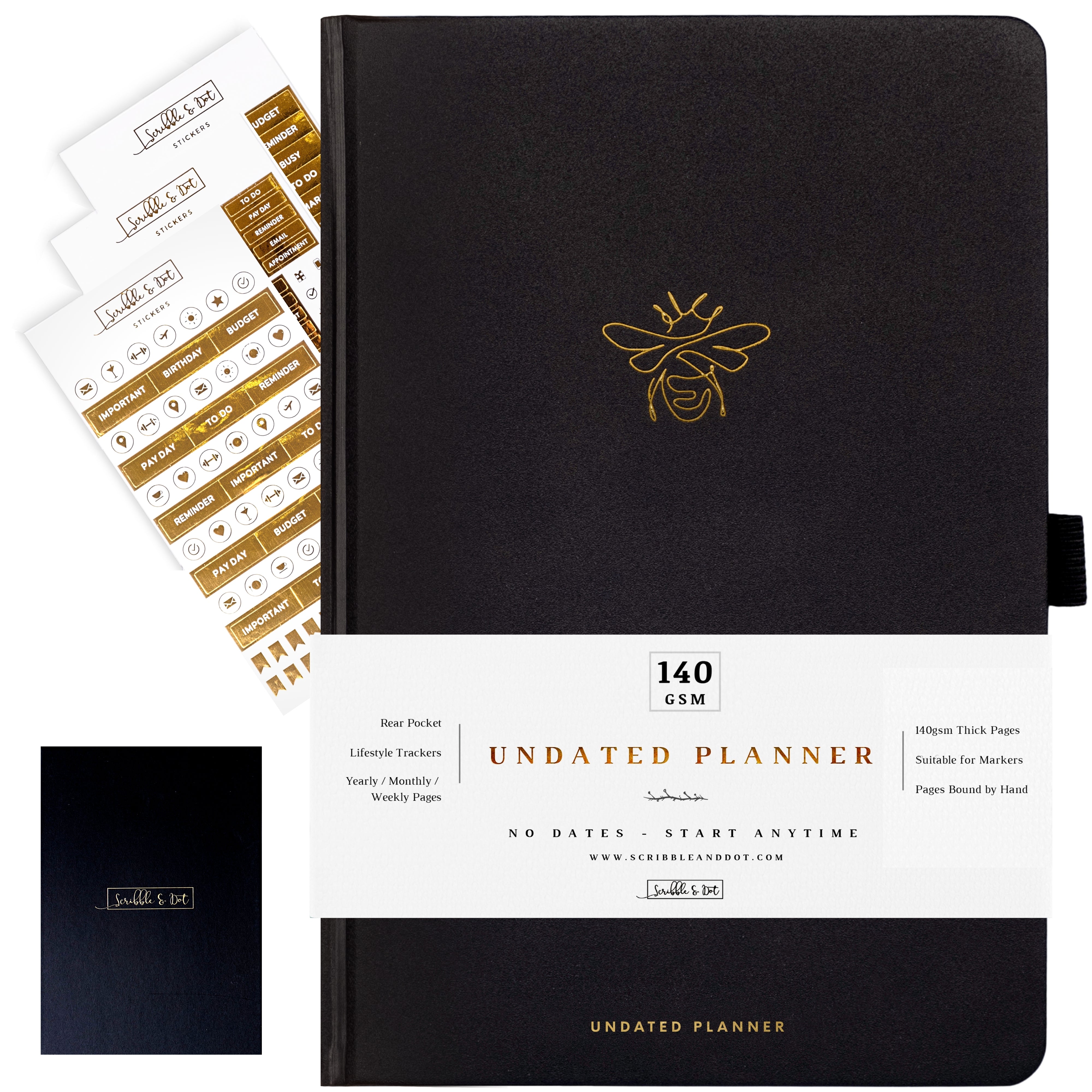 GOLD BEE A5 PLANNER - UNDATED - Scribble & Dot