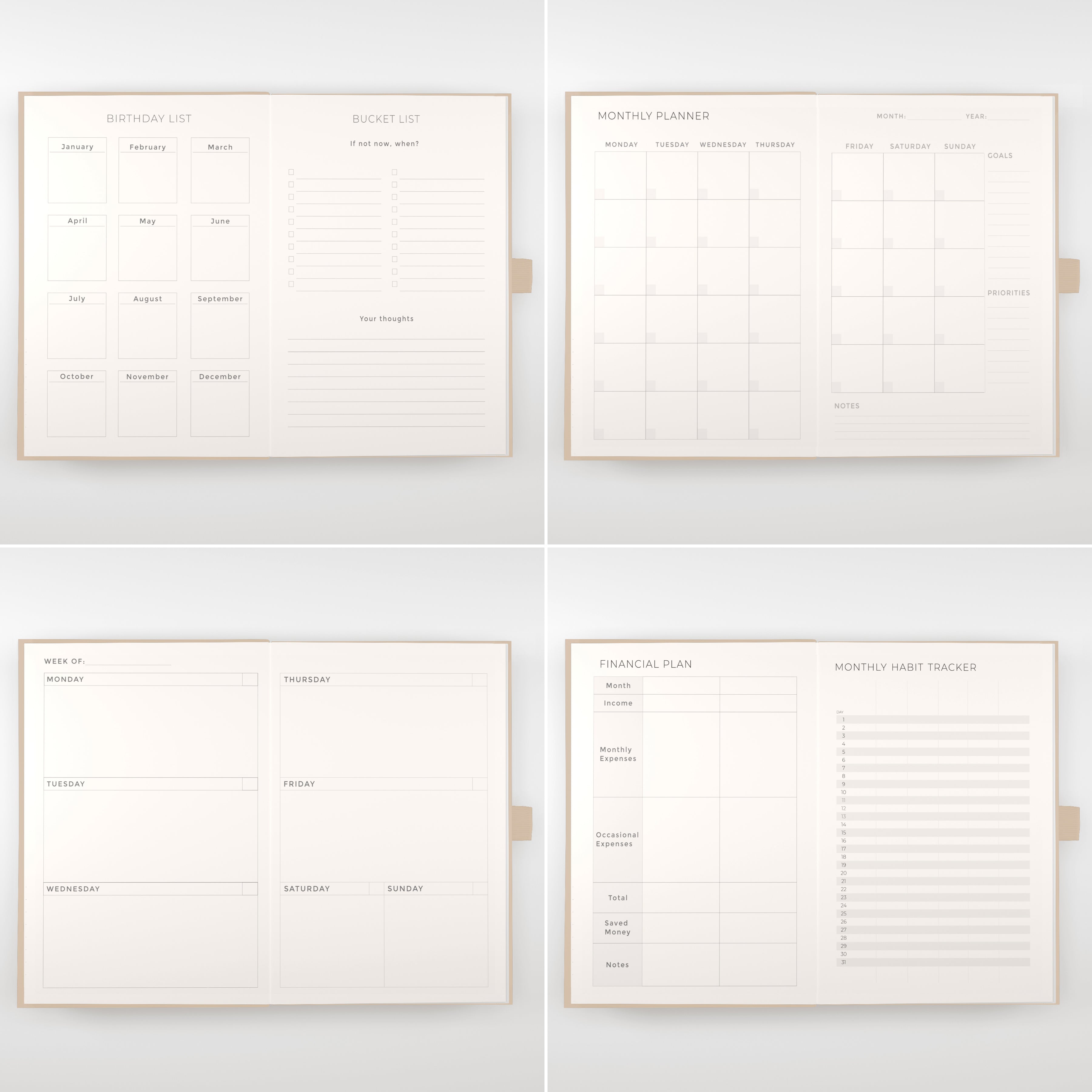 Beige - Undated Planner A5 - Scribble & Dot