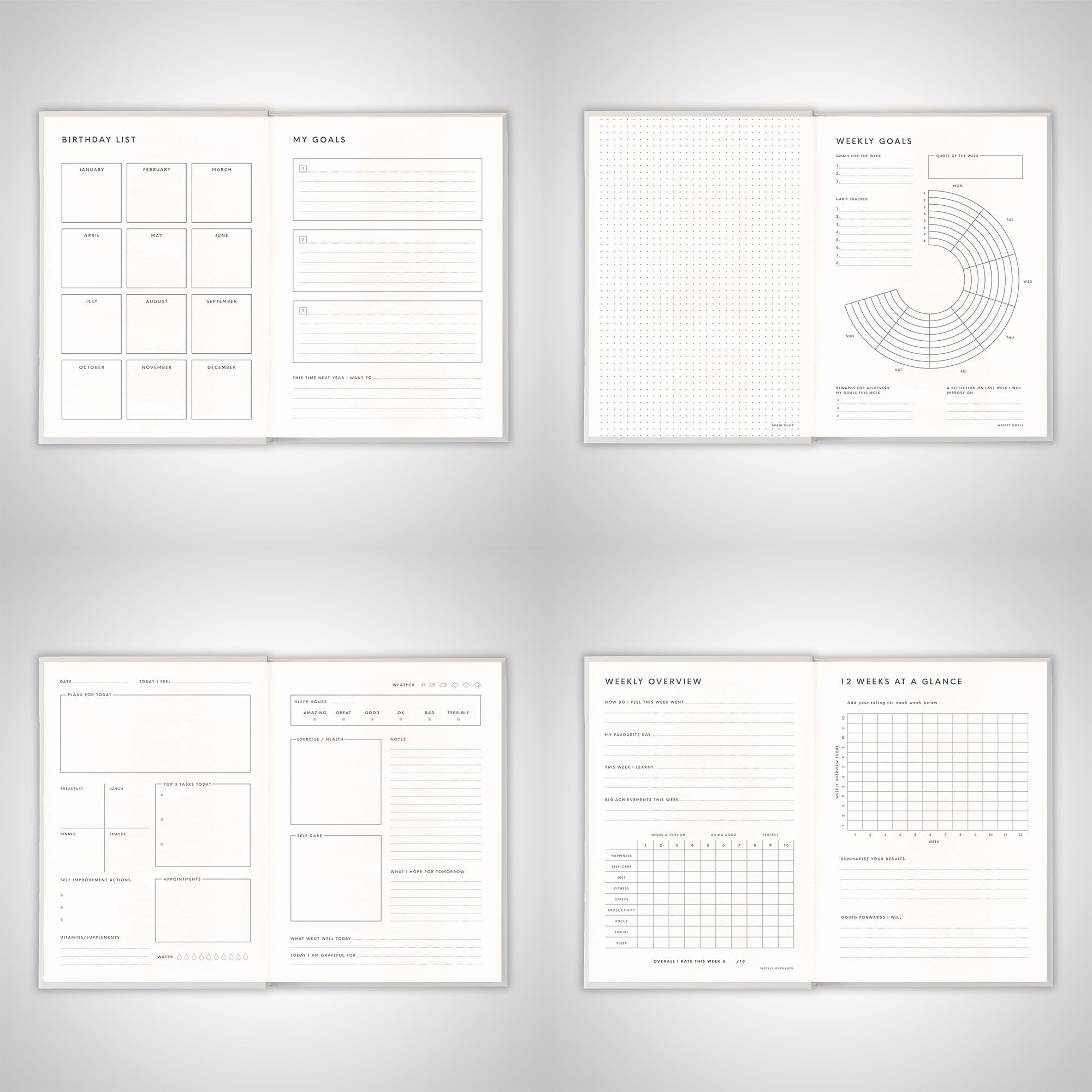 Grey Wellness Planner - A5 - Scribble & Dot