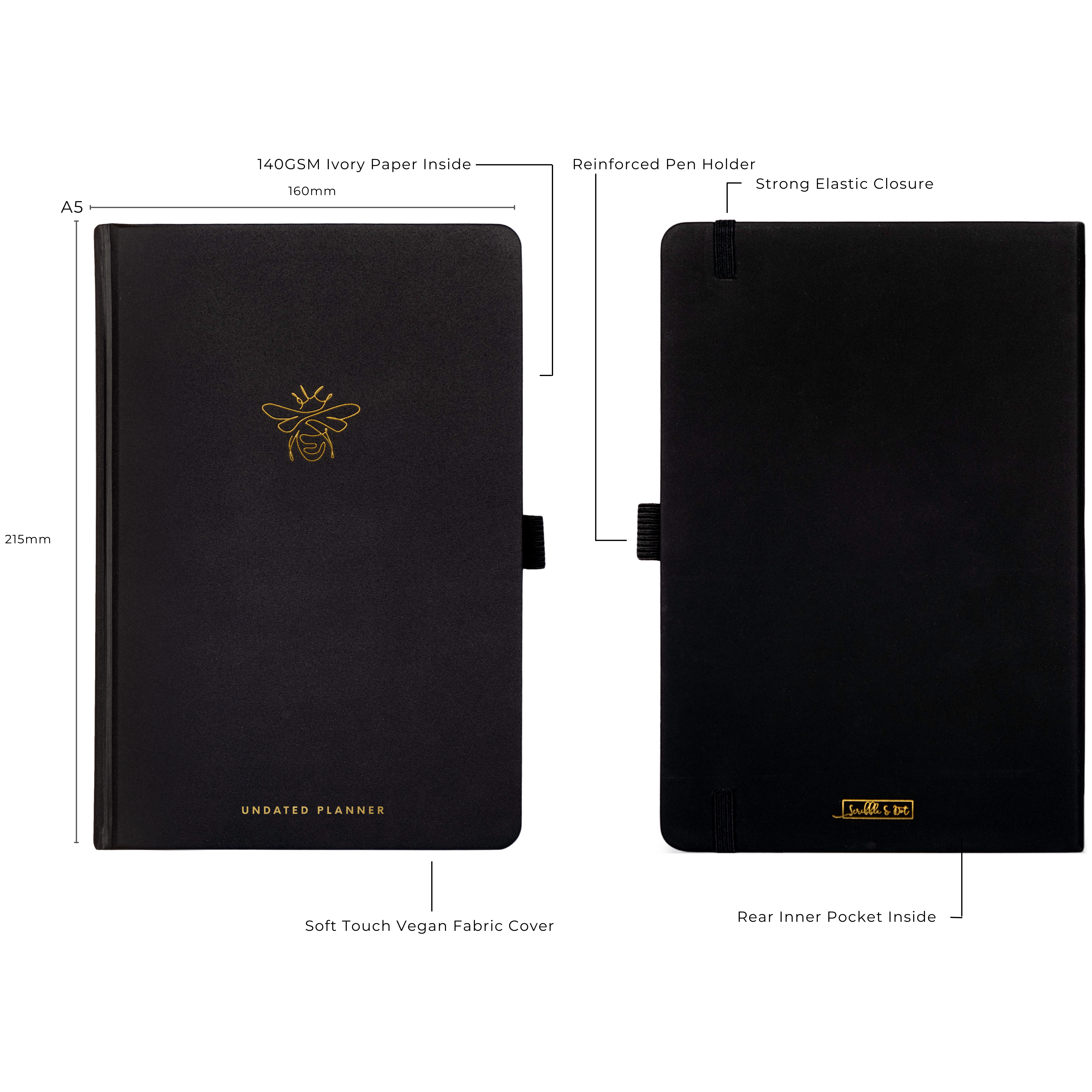 GOLD BEE A5 PLANNER - UNDATED - Scribble & Dot