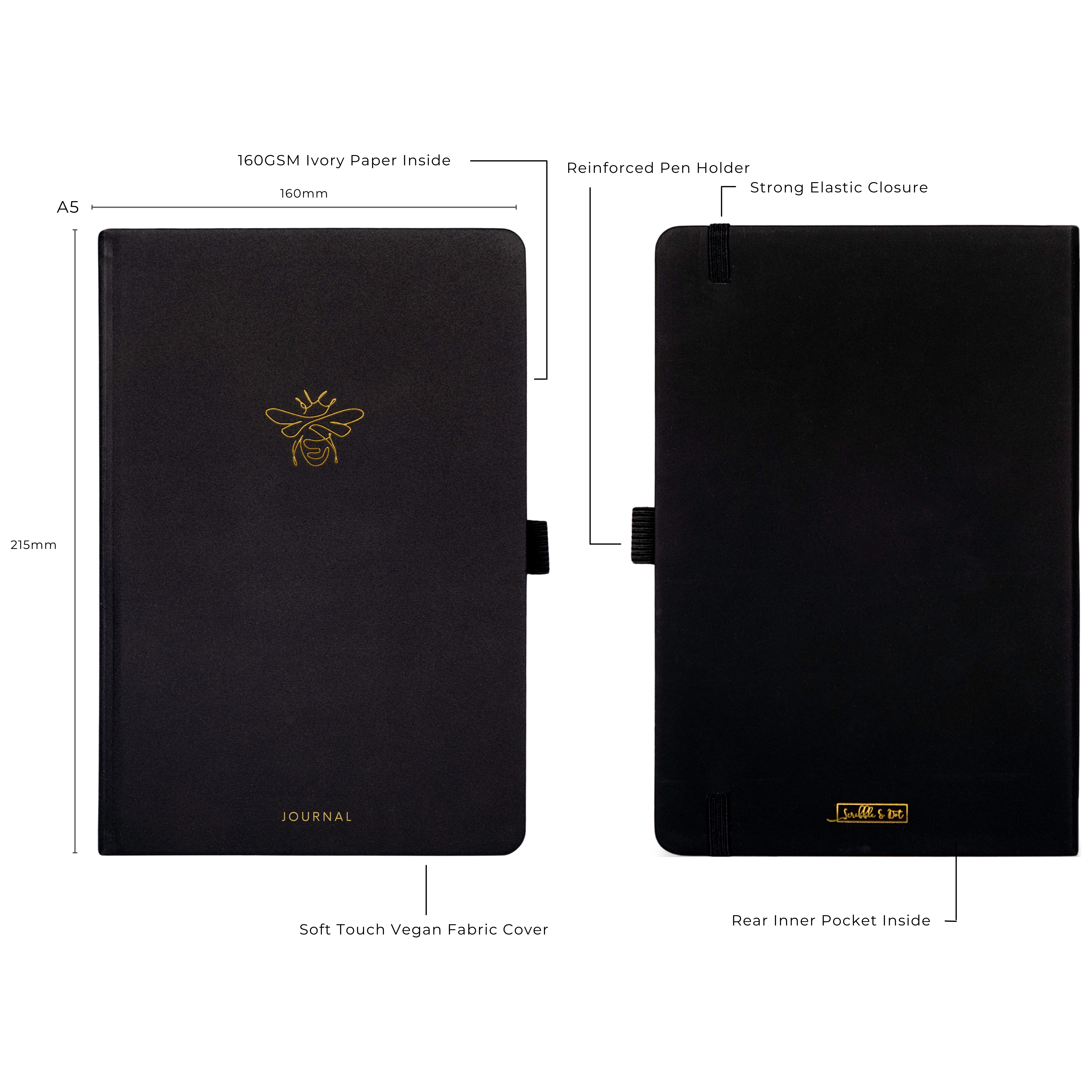 GOLD BEE - A5 - Scribble & Dot Dotted Journal