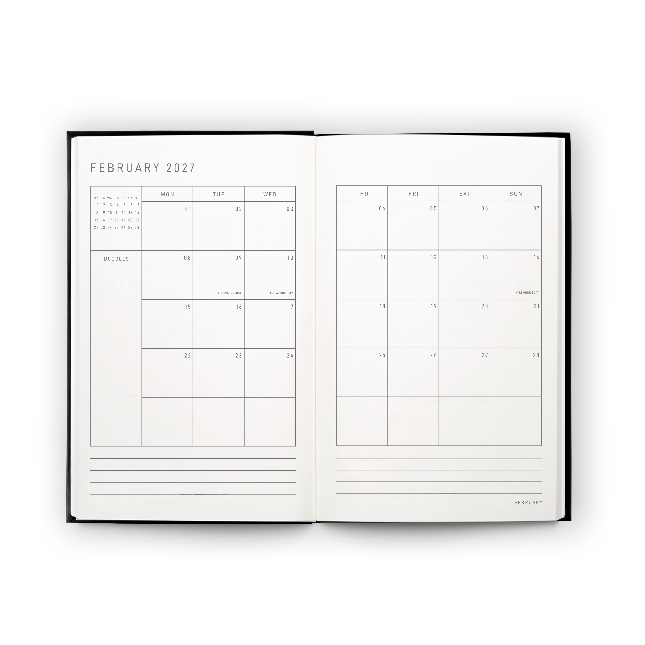 Open blank pages inside the 2027 Pocket Diary | Gold Bee
