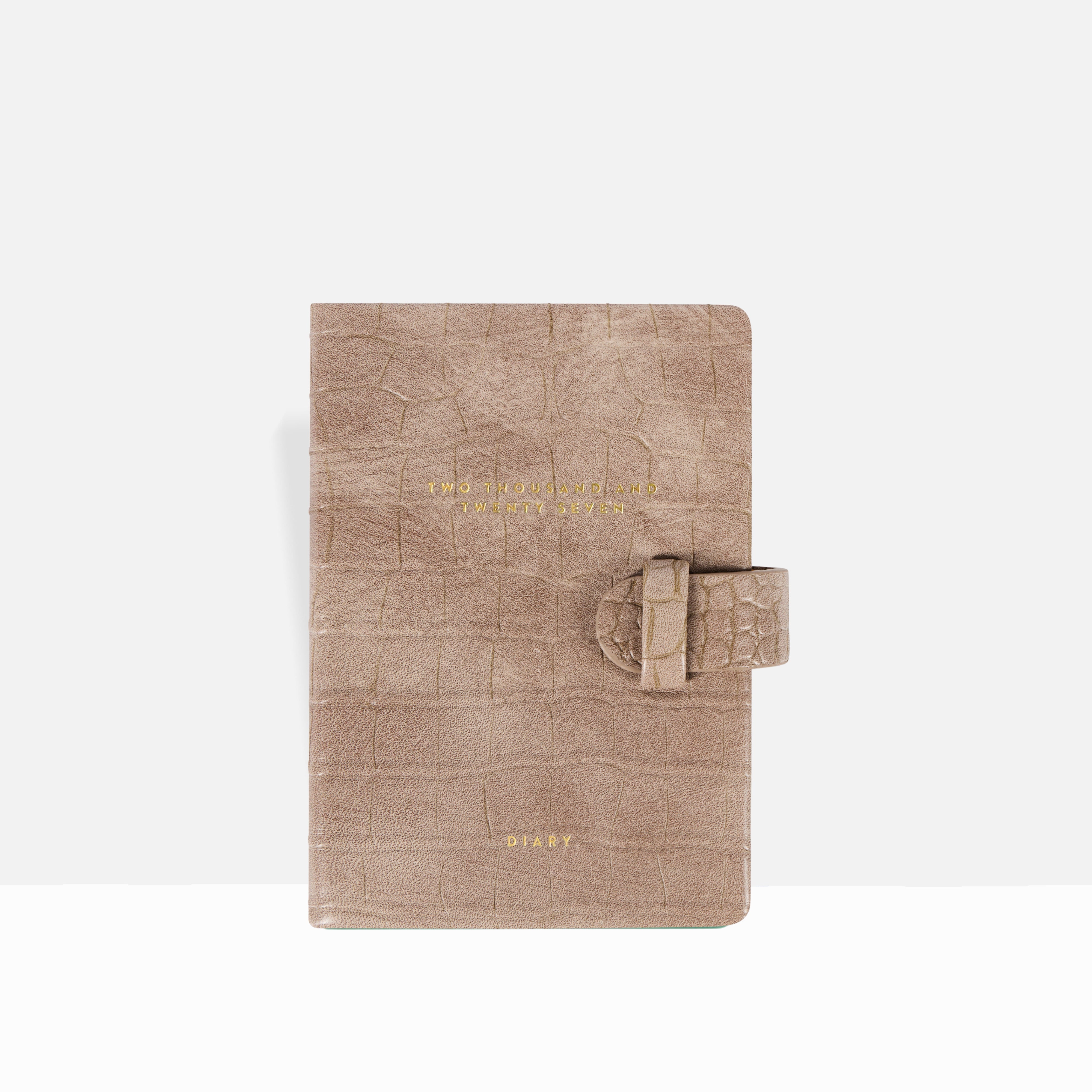 2027 Pocket Diary | Sahara Croc closed cover in sahara tan croc-embossed vegan leather