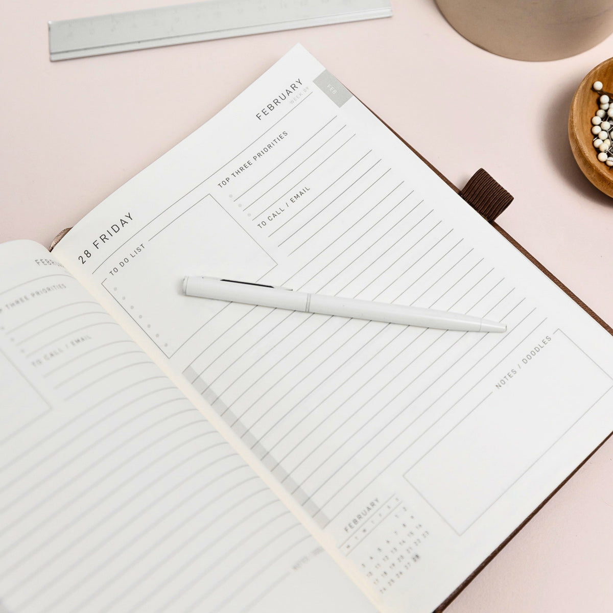 2027 A5 Day a Page Diary | Mocha