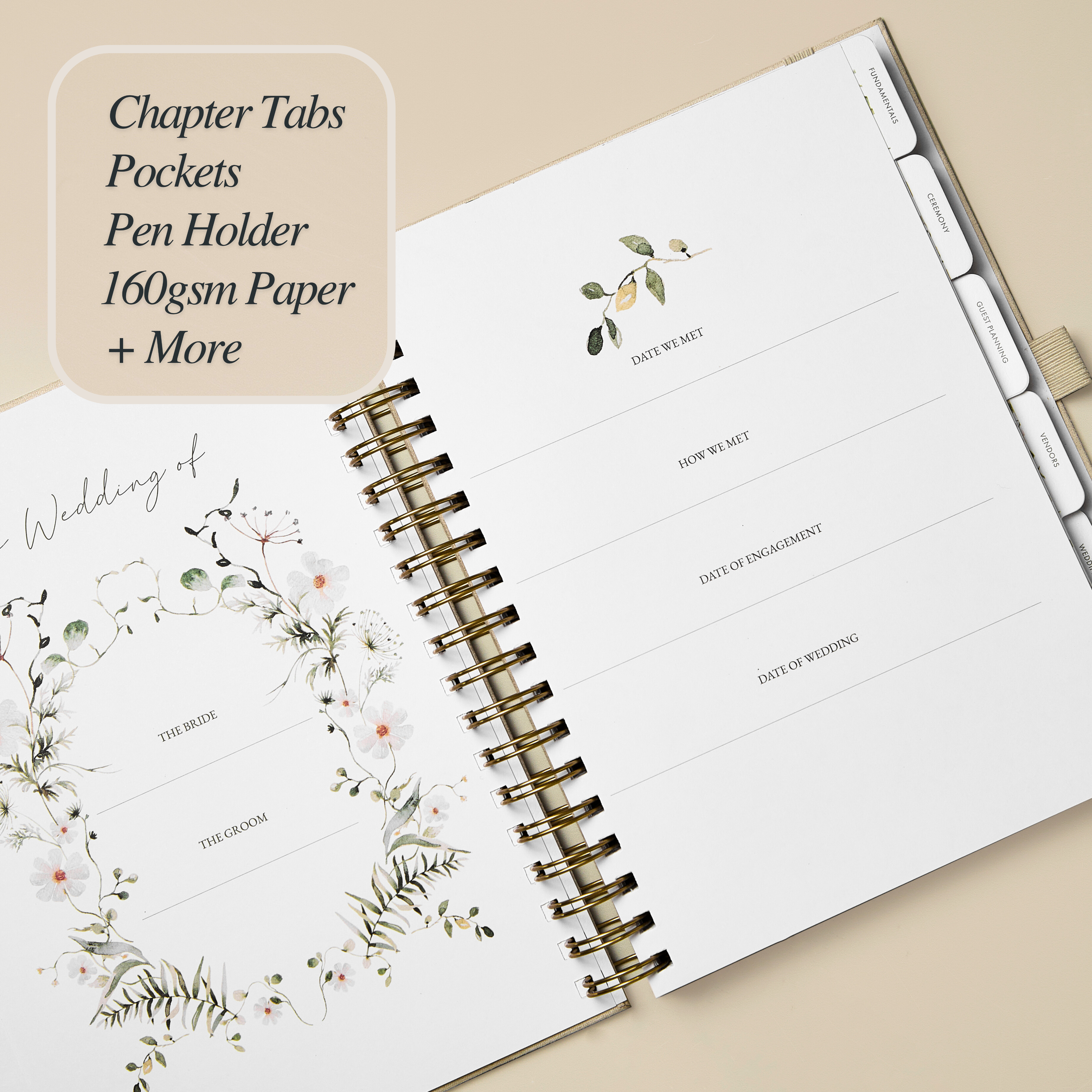 Elegant Wedding Planner Binder Suede - Scribble & Dot