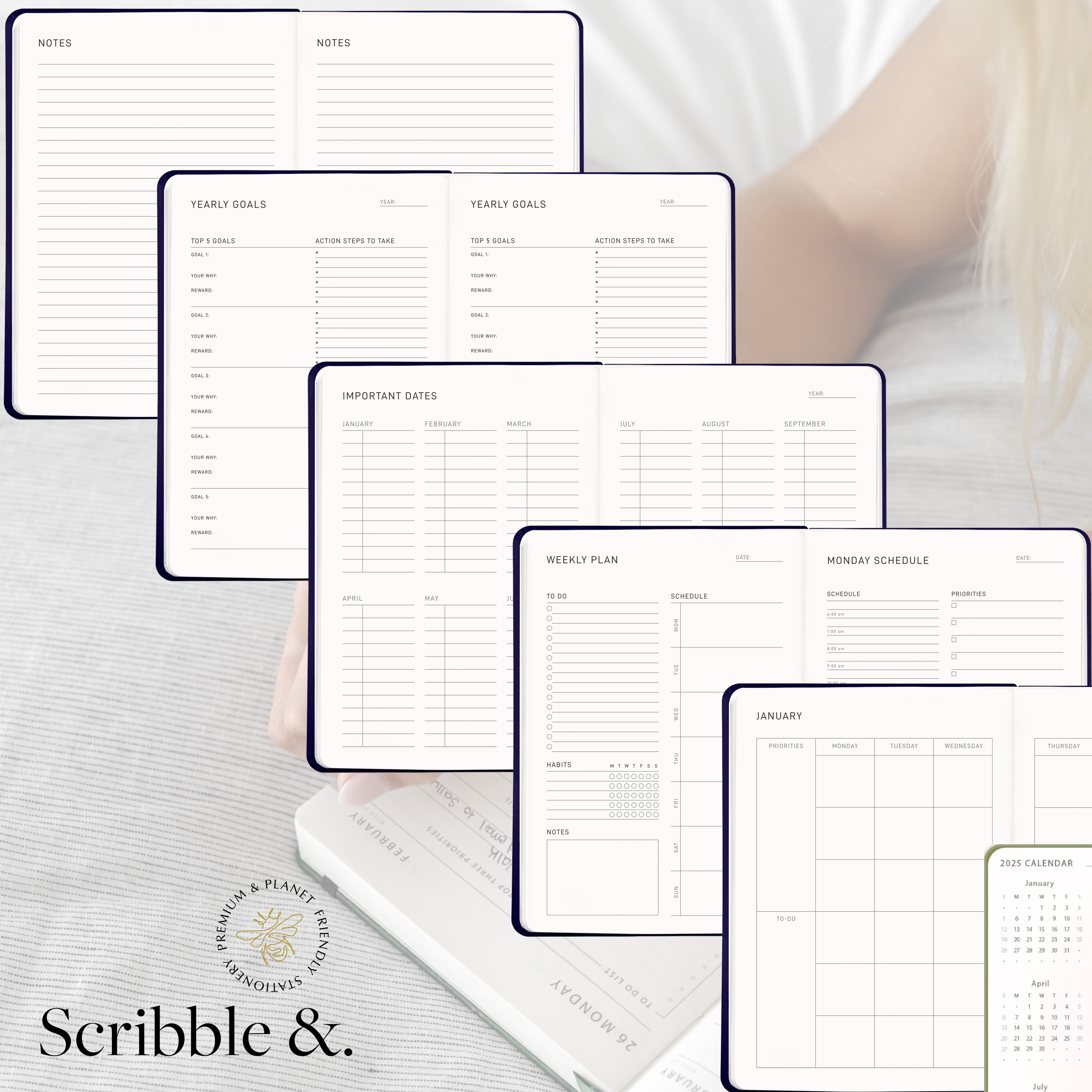 Daily Productivity Planner - Burgundy - Scribble & Dot