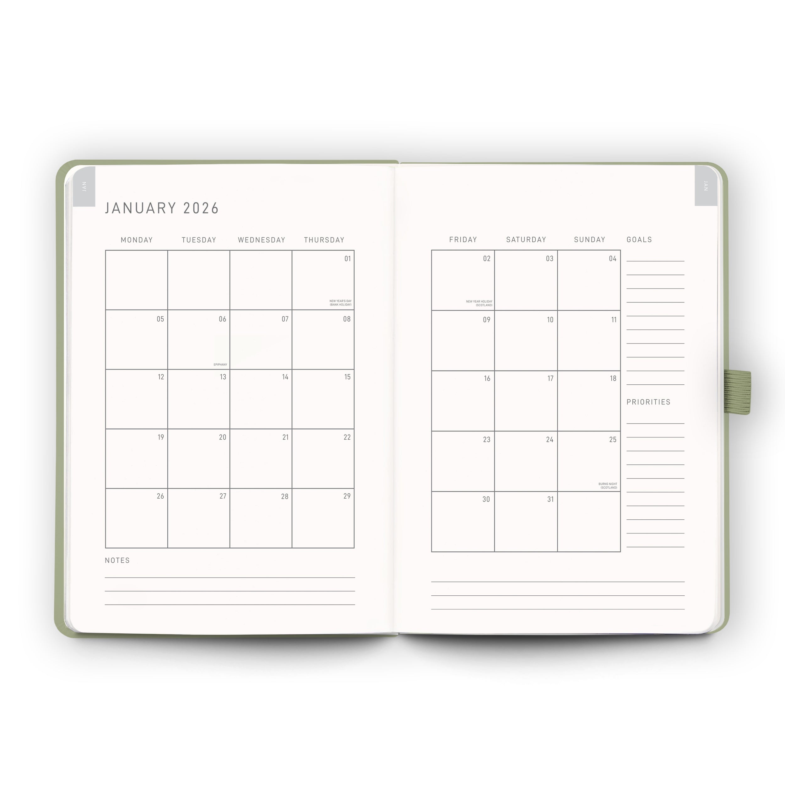 Sage Moss - 2026 Diary - Day per Page A5 - Scribble & Dot