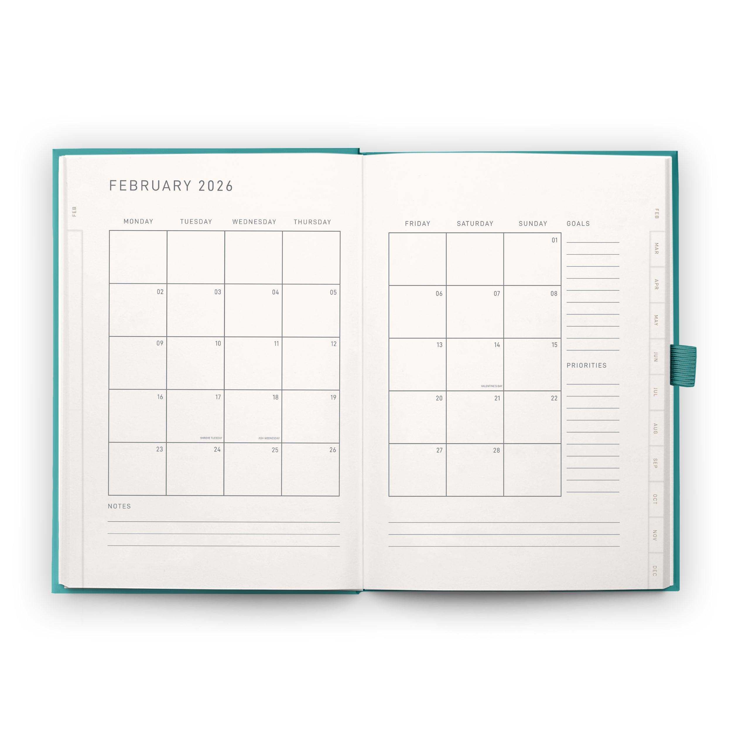 A6 2026 Diary - Teal - Scribble & Dot