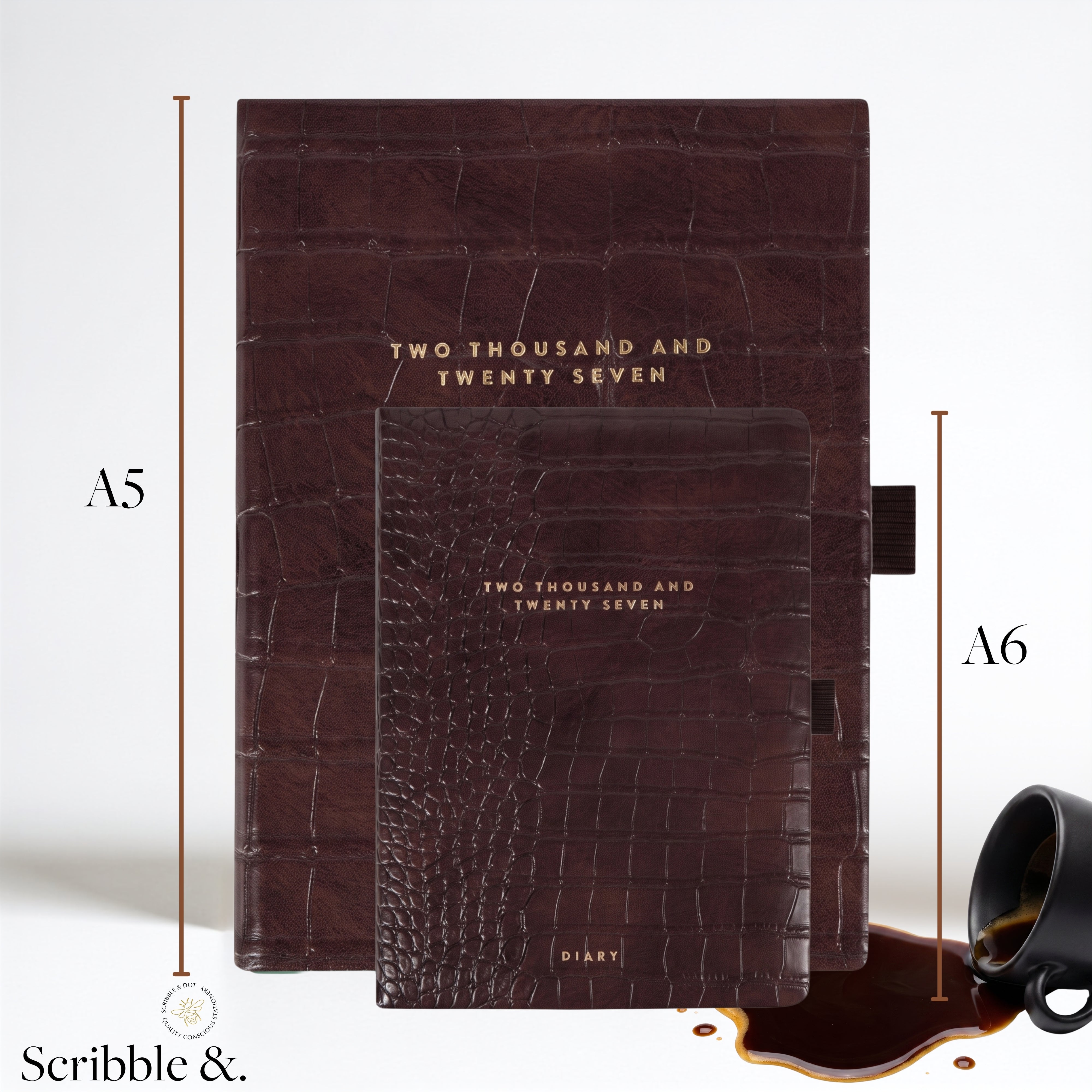 2027 A6 Week to View Diary | Espresso Croc
