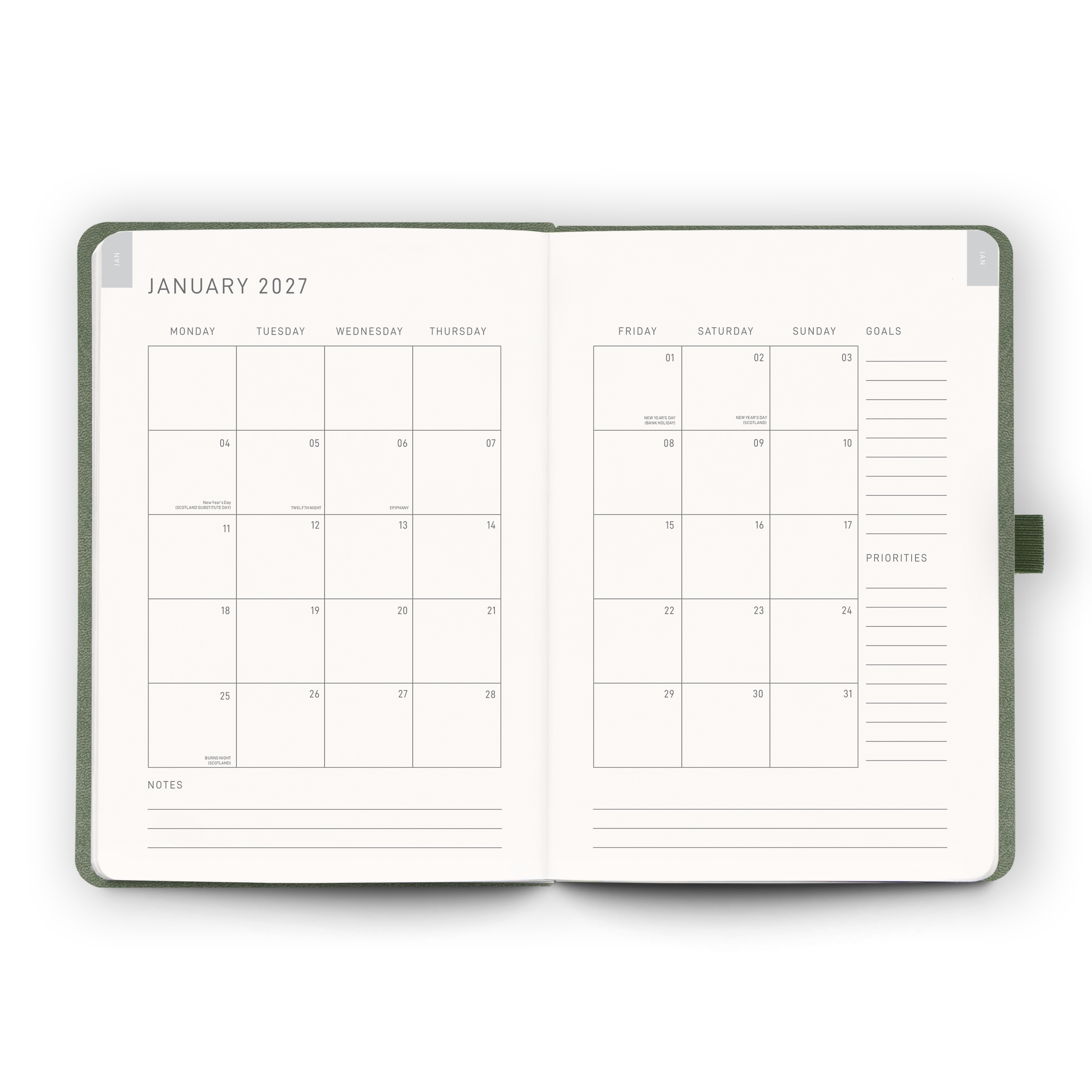 Open blank pages inside the 2027 Daily Diary | Sage