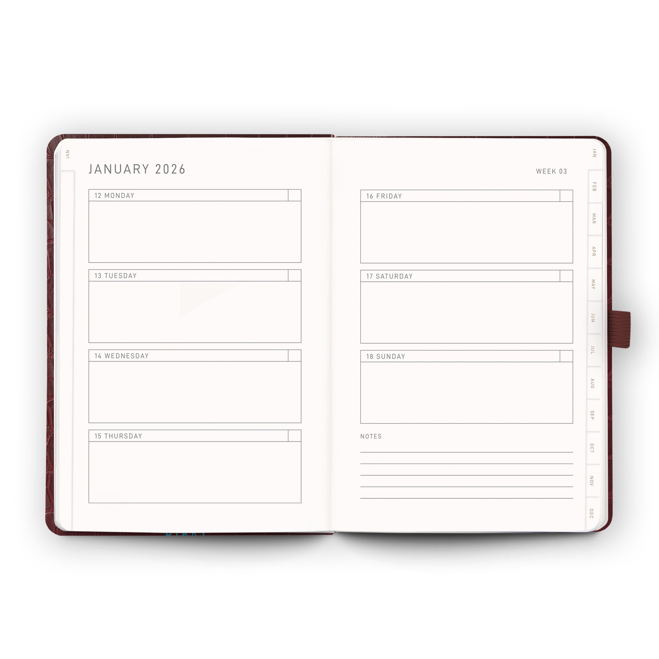Burgundy Croc - A5 2026 Diary (Weekly)