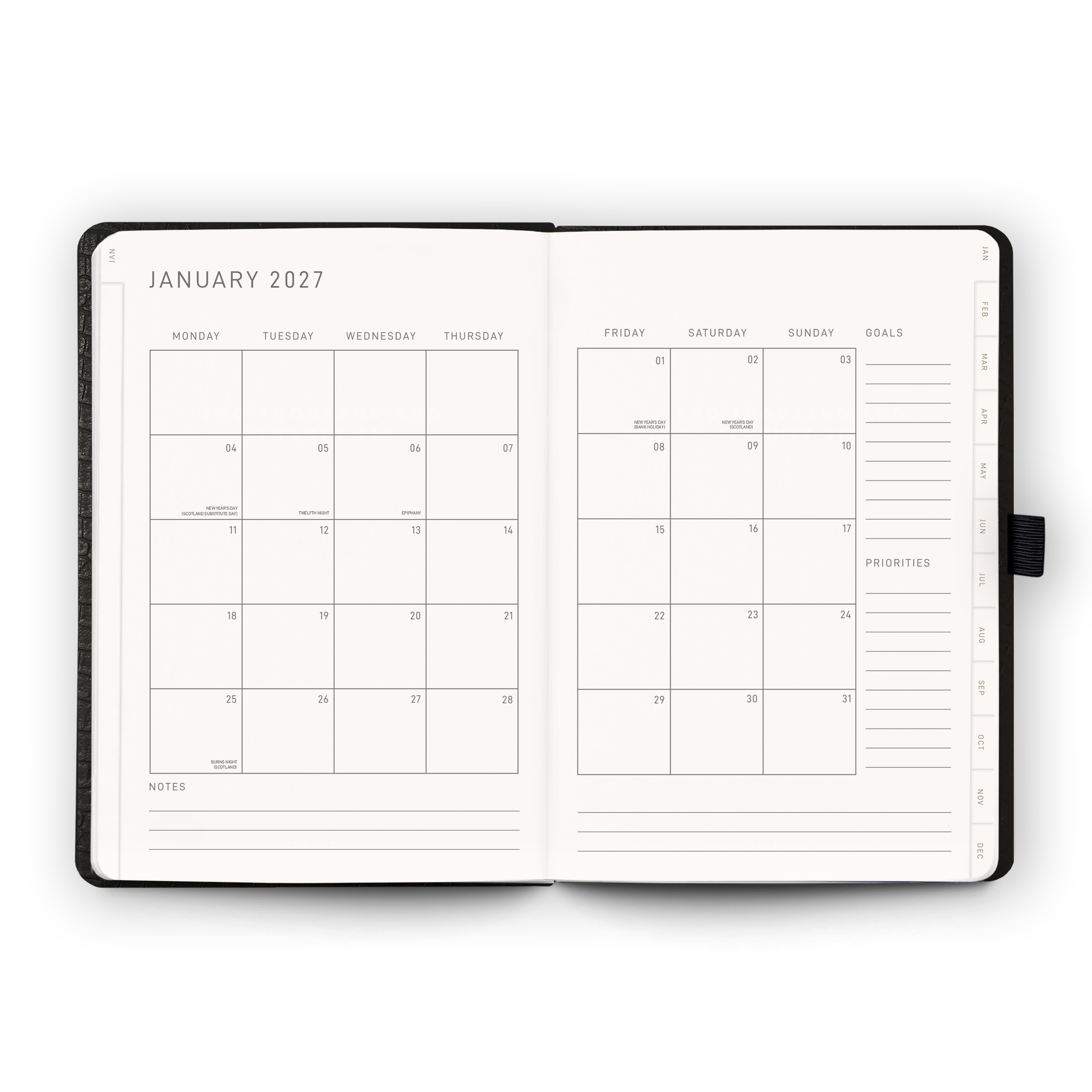 Open blank pages inside the 2027 Weekly Diary | Black Croc